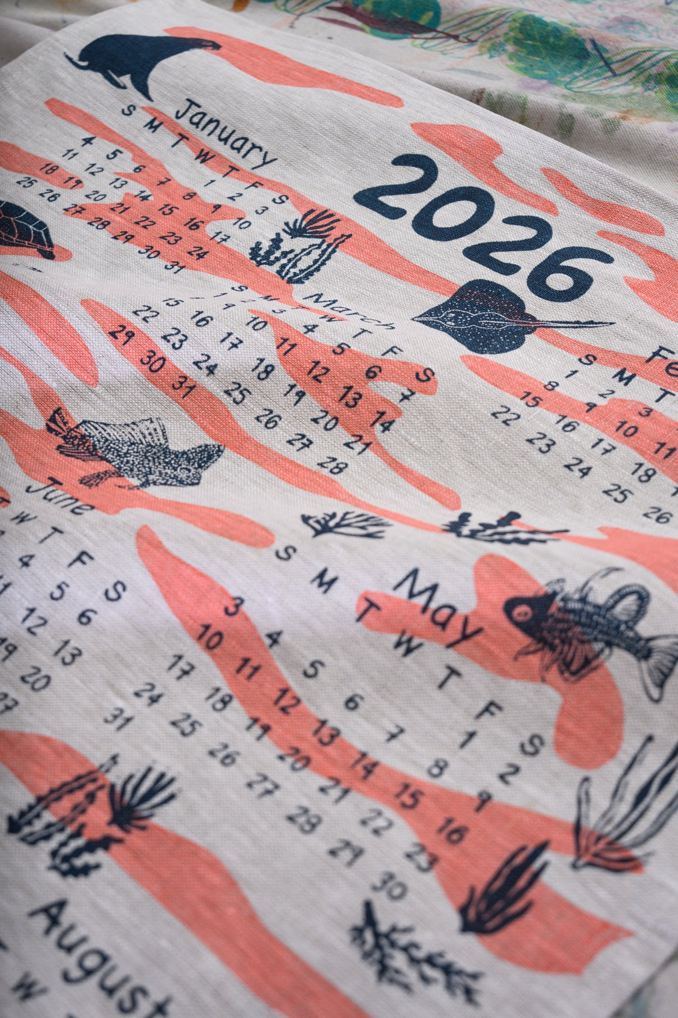 Pre order 2026 Linen Calendar Tea Towel