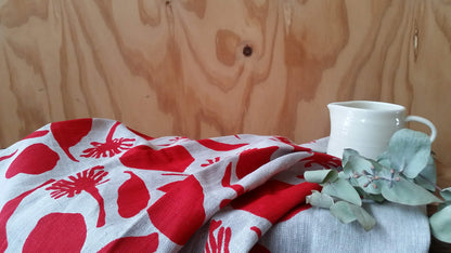 Linen Tea Towel – Hand Printed Seedpods Design