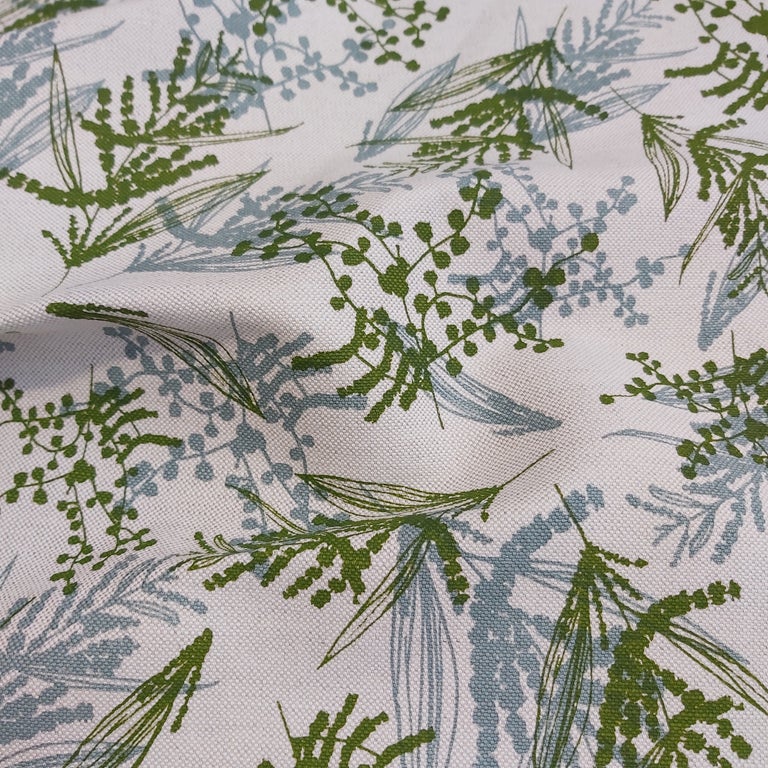 Mixed Wattle in Storm and Moss - Heavier Weight Linen/Cotton