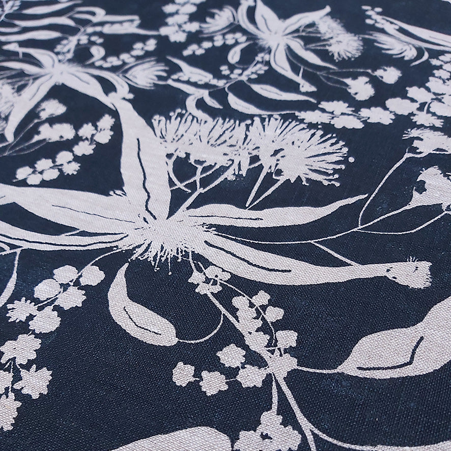 Linen Fabric - Forager's Delight in Indigo