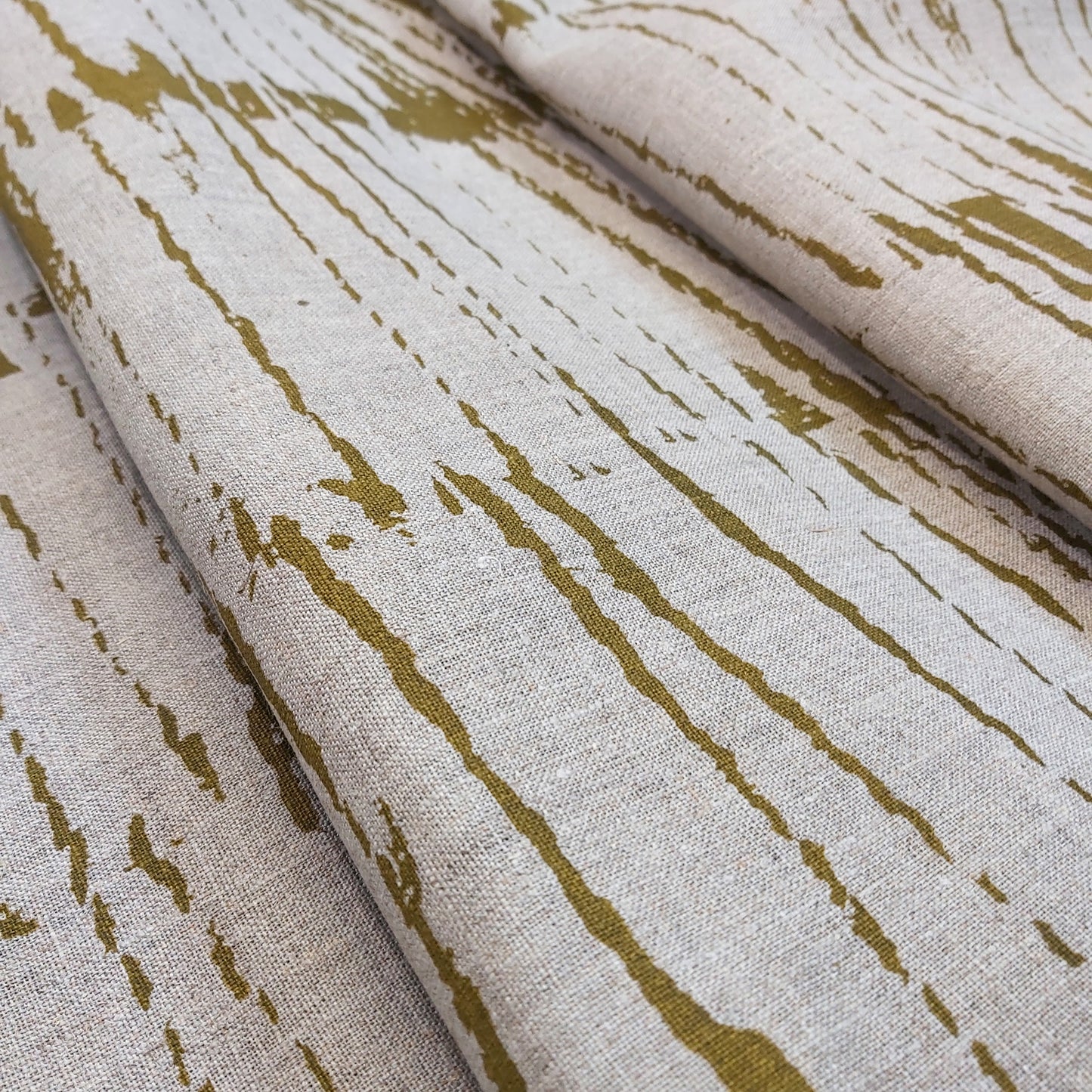 Linen Fabric - Sticks in Olive Oil