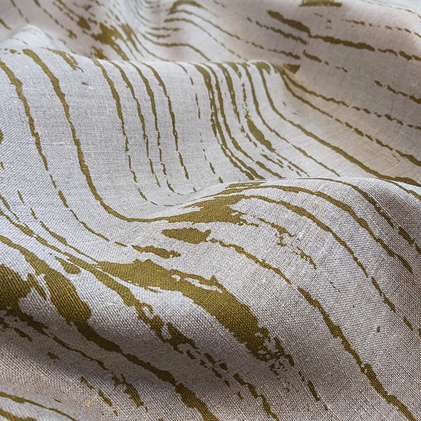 Linen Fabric - Sticks in Olive Oil