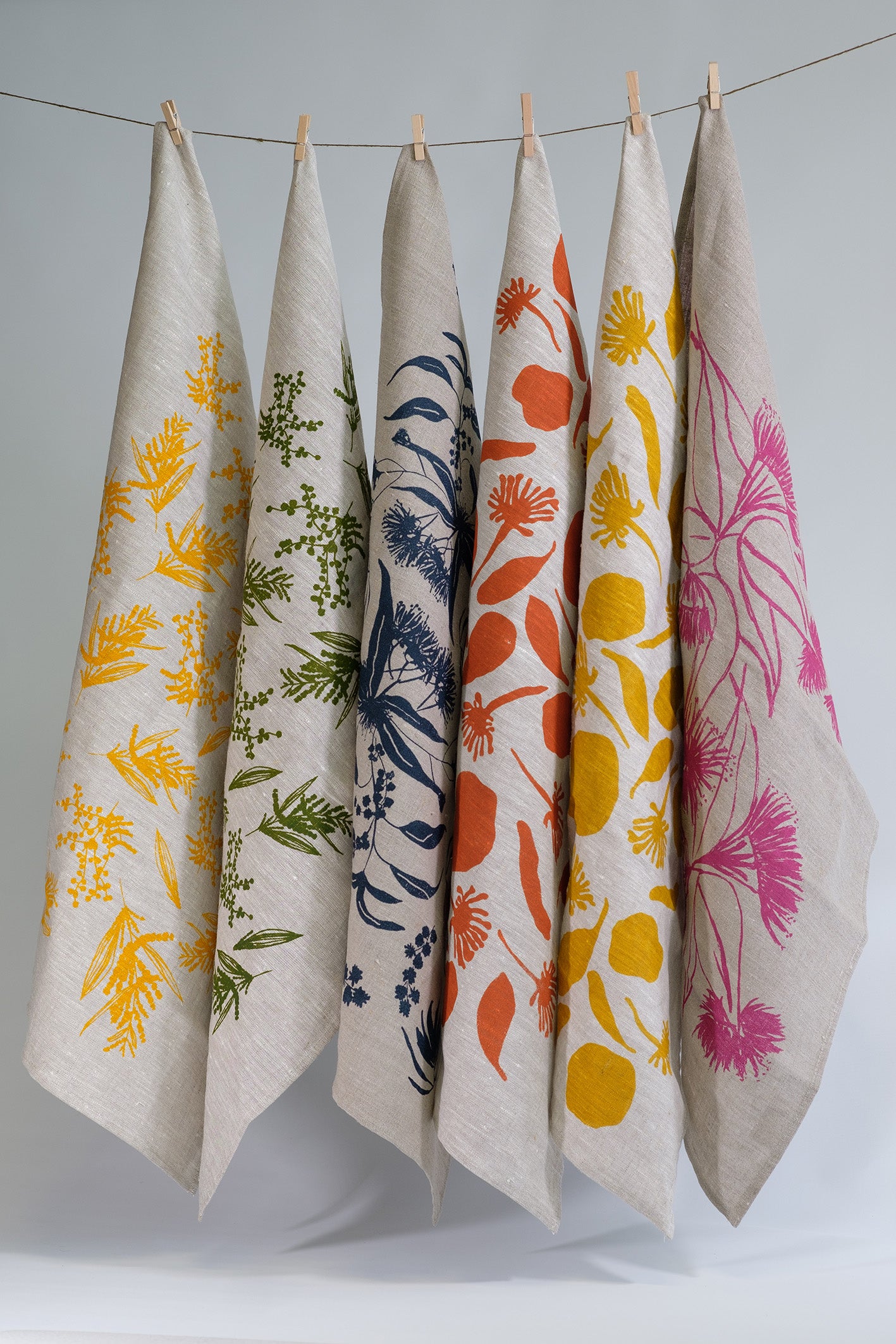 Linen Tea Towel featuring Gumnut Blossom