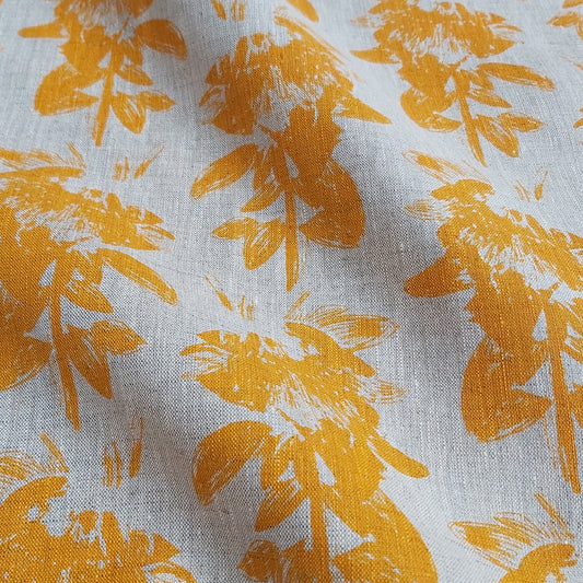 Linen Fabric - Wild Rose in Wattle Yellow